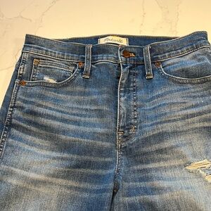 Madewell 10” high rise skinny washed denim jeans